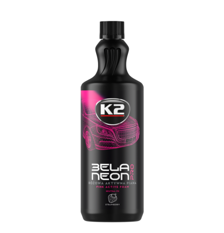 K2 BELA NEON PRO 1L (فوم غسيل سيارات نشط وردي برائحة الفراولة – تركيز احترافي)
